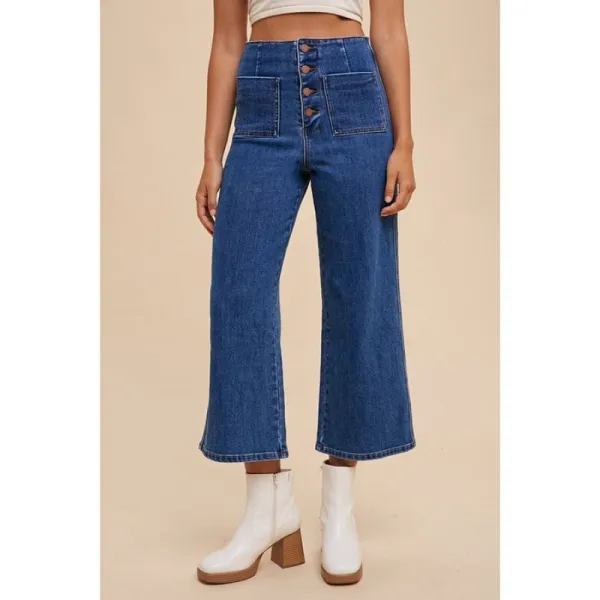 Button-Fly High-Waist Jeans