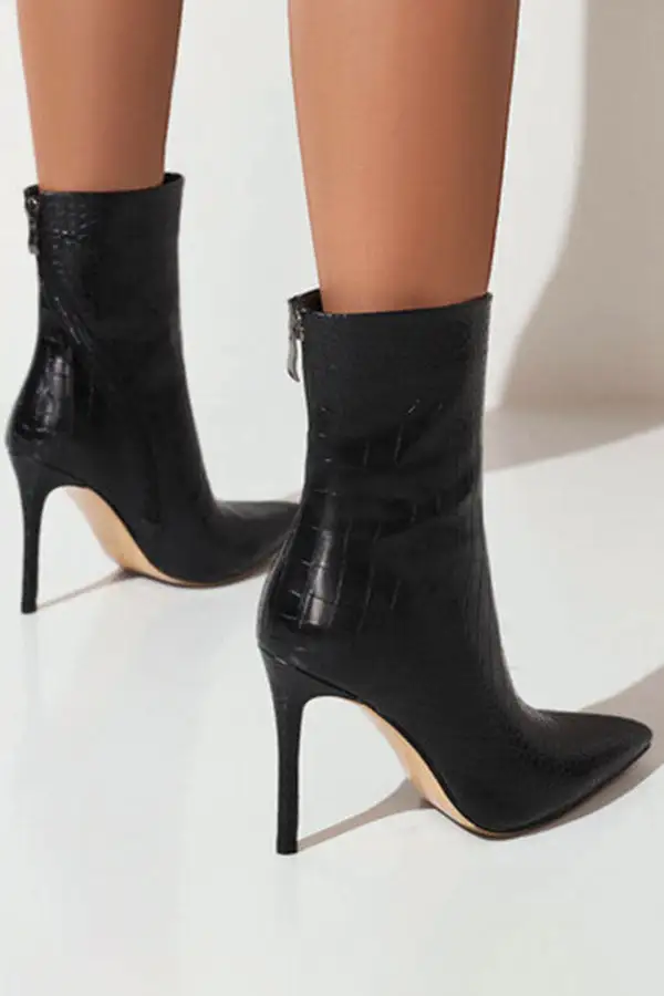 Stone Pattern Zip-Up Boots