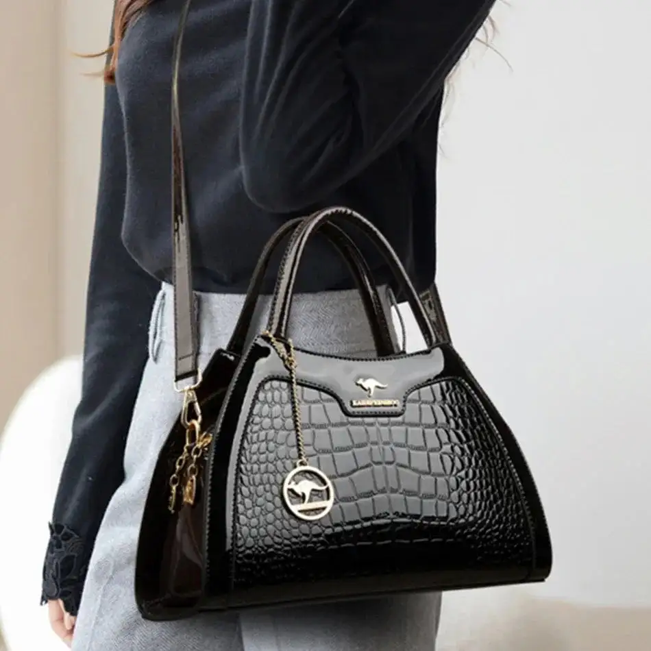 Sophisticated Edge: Crocodile-Pattern Designer Leather Handbag
