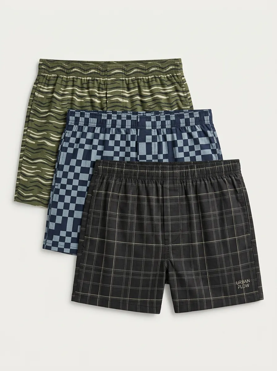 Camo Checkered Plaid Boxer Set