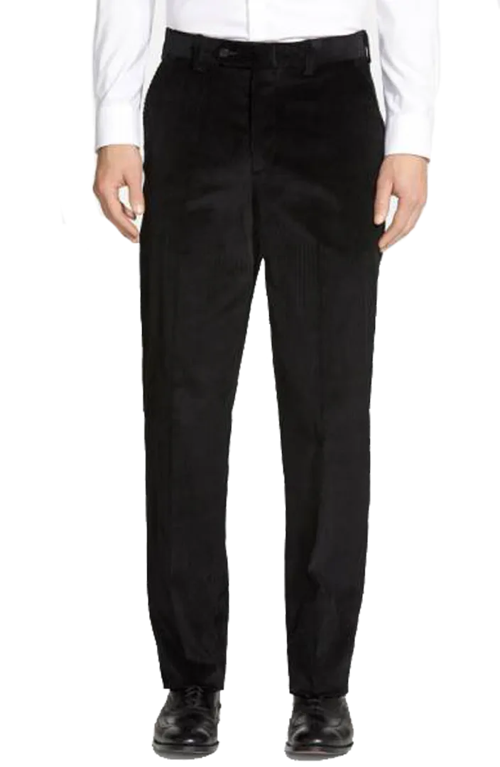 Corduroy Poplin Microfiber Performance Flat Front Trousers