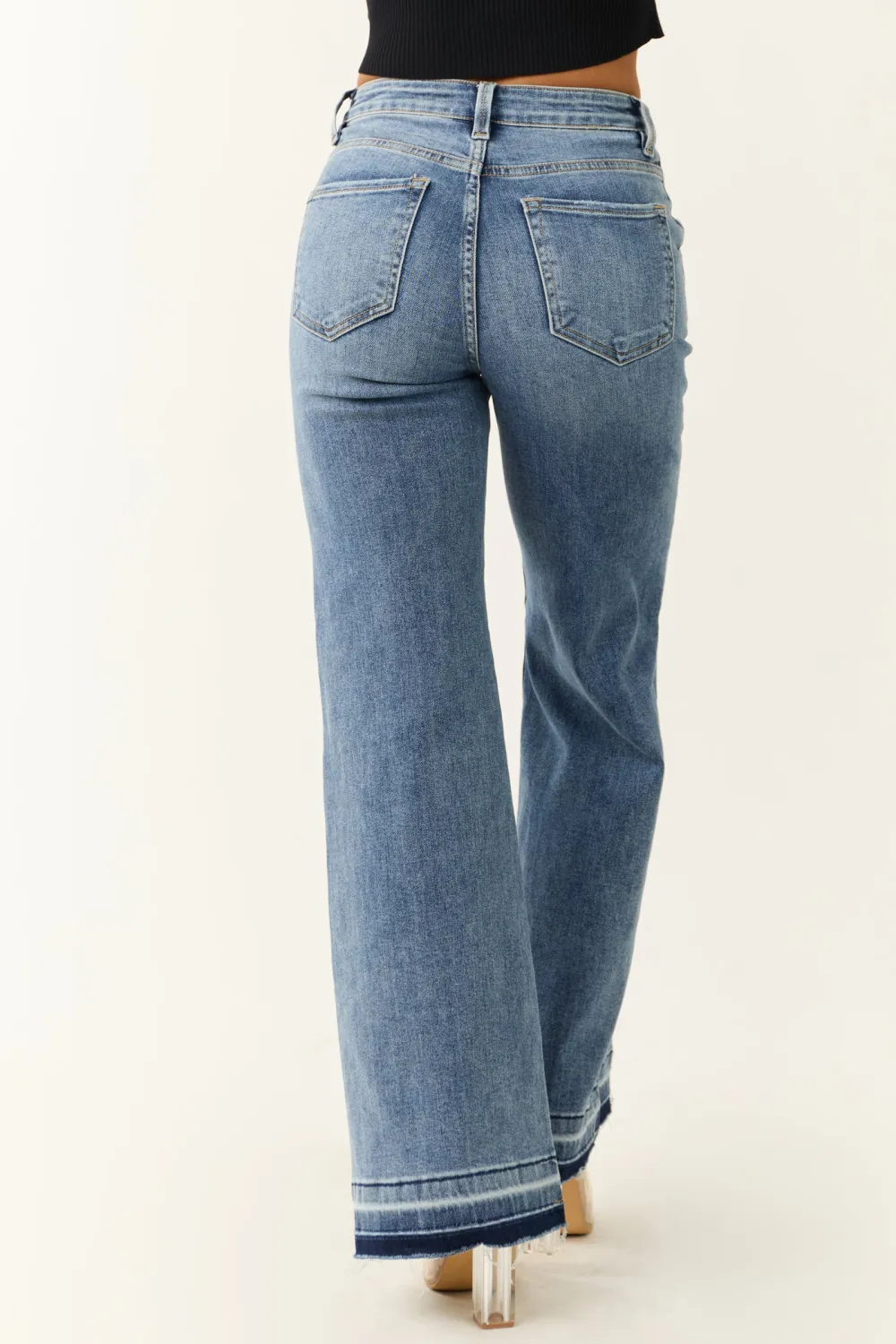Medium Wash Flared Front Seam JEANS