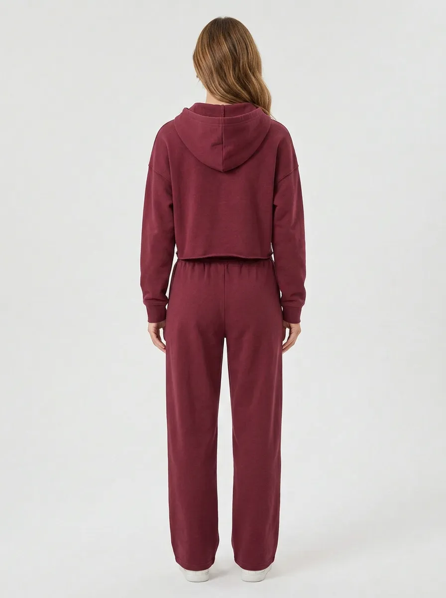 Studio Flared-Leg Women's Cropped Zip-Up Hoodie Jogger Active Set