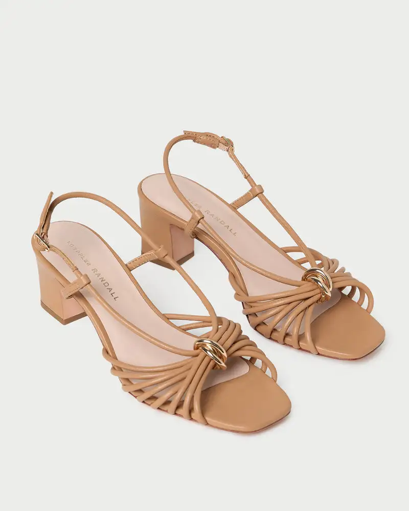 Leather Low Heel Sandals