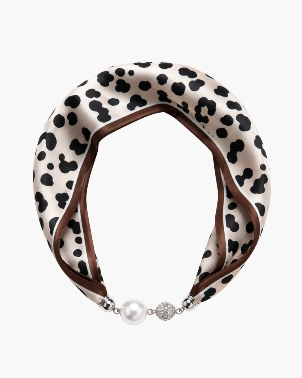 Jeweled Clasp Scarf Necklace -Leopard