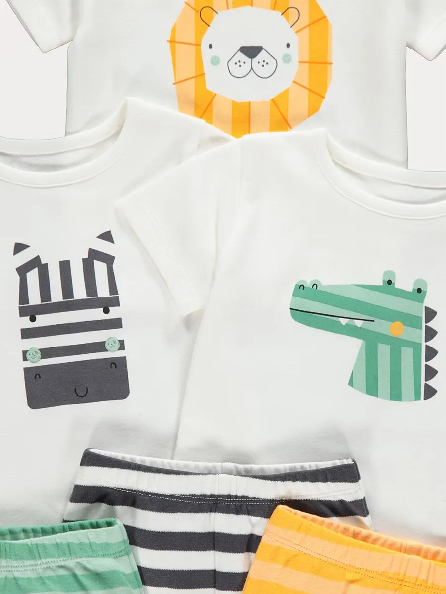 Animal Stripe Short Sleeve Pyjamas 3 Pack