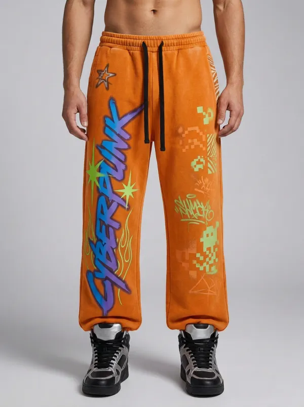 Unisex Streetwear Graffiti Pixel Sweatpants