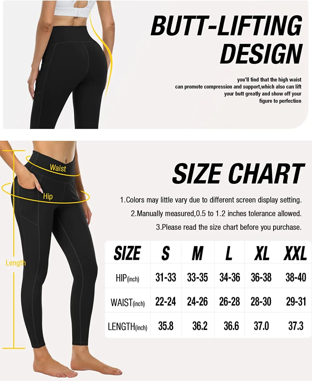 YOUNGCHARM 4 Pack Leggings with Pockets for Women,High Waist Tummy Control Workout Yoga Pants