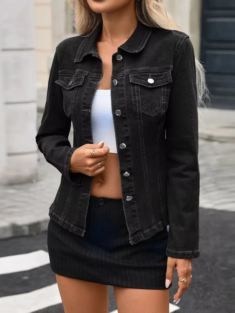 Button Up Long Sleeve Jacket Lightweight Layering Style