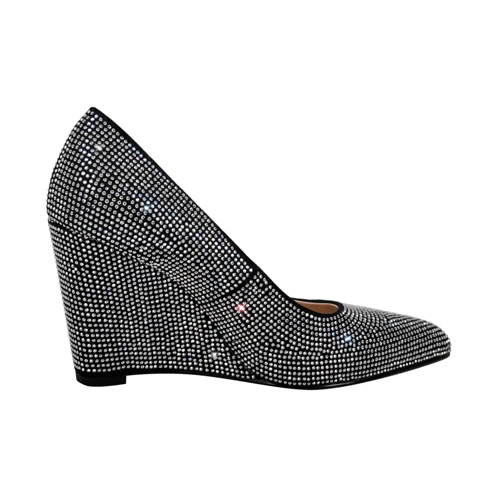 Rhinestone Pointed Toe Mid Heel Pumps