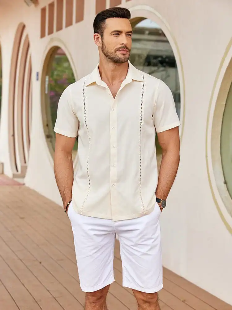Tailored Casual Embroidered Camp Collar Shirt