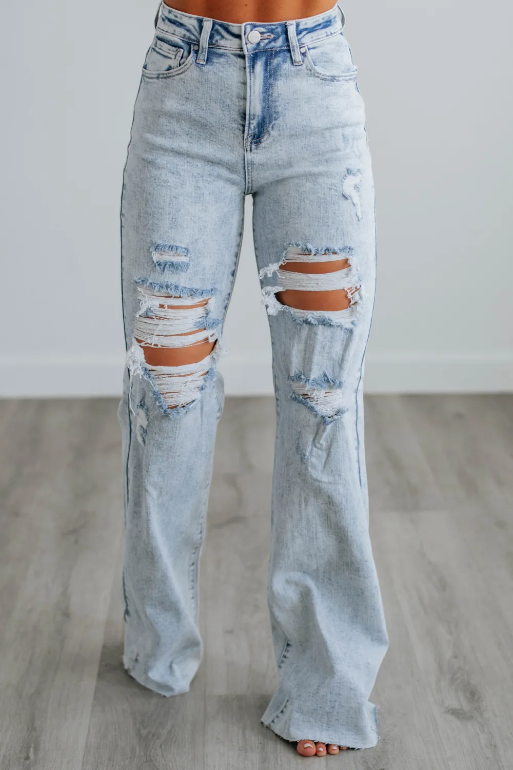Women's High Rise Long Length Raw Hem Jeans