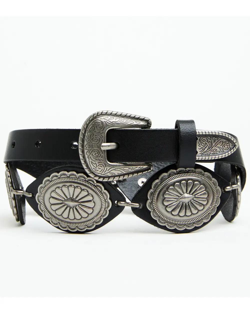 Leather Concho Chain Waist Belt