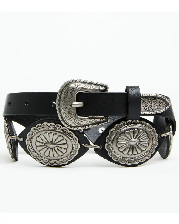 Leather Concho Chain Waist Belt