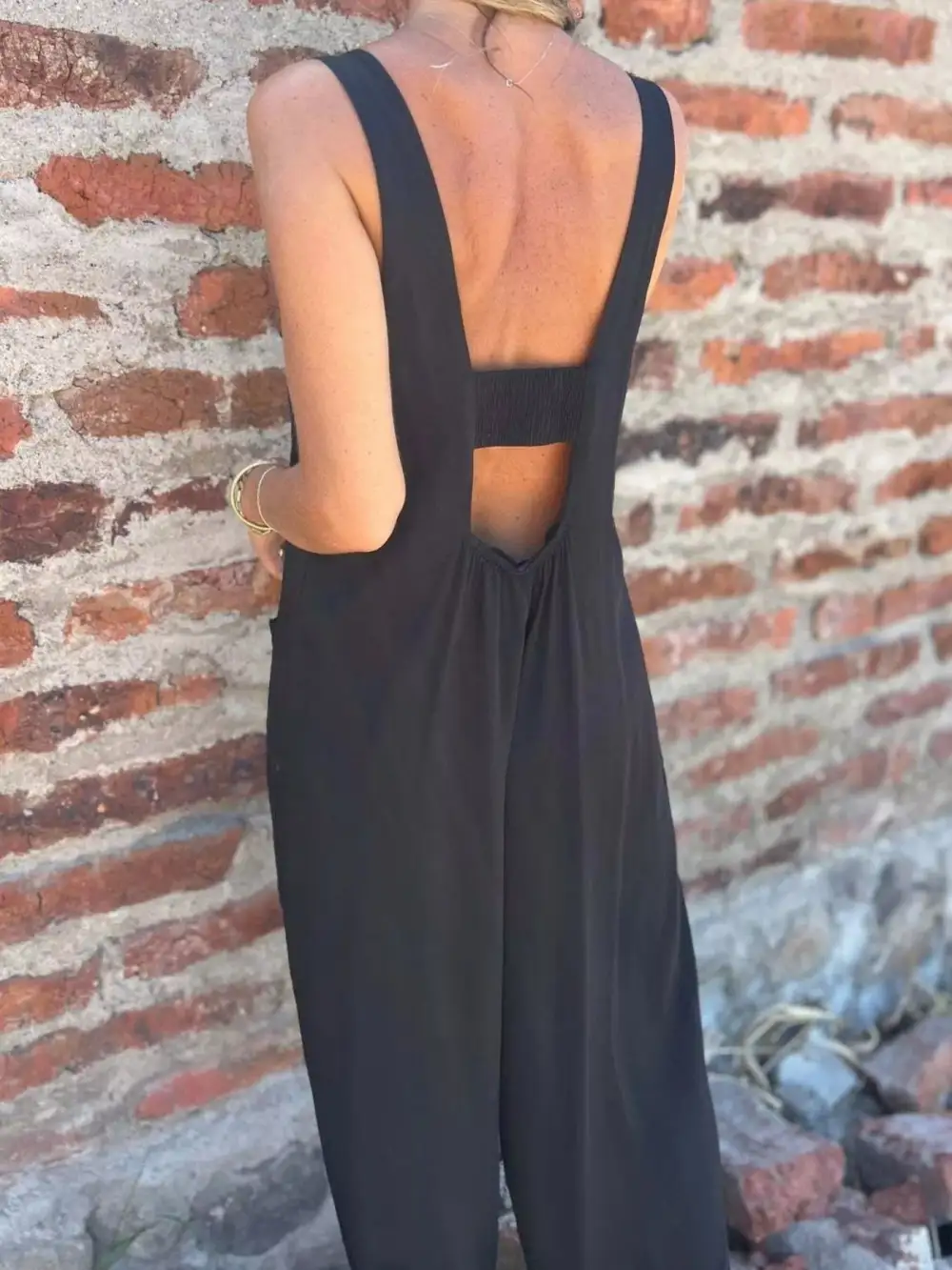 Plus Size Button Front Wide Leg Jumpsuit
