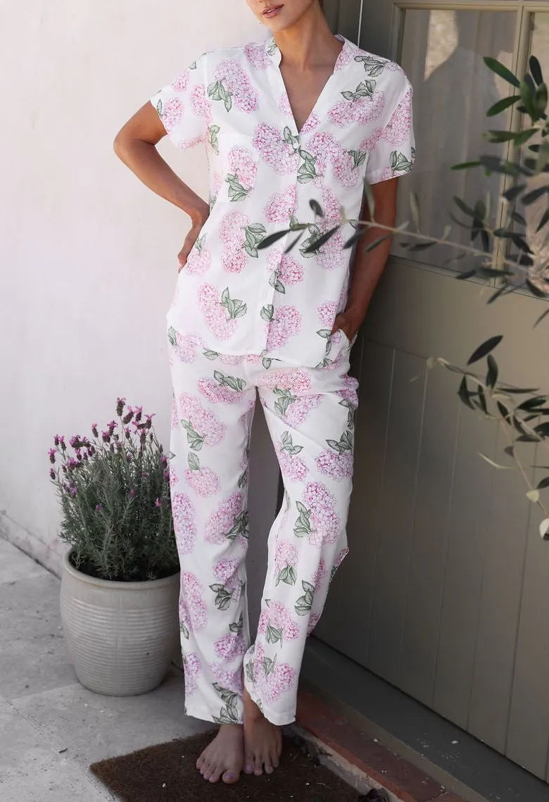 Pink Flowers Pajama Set Long