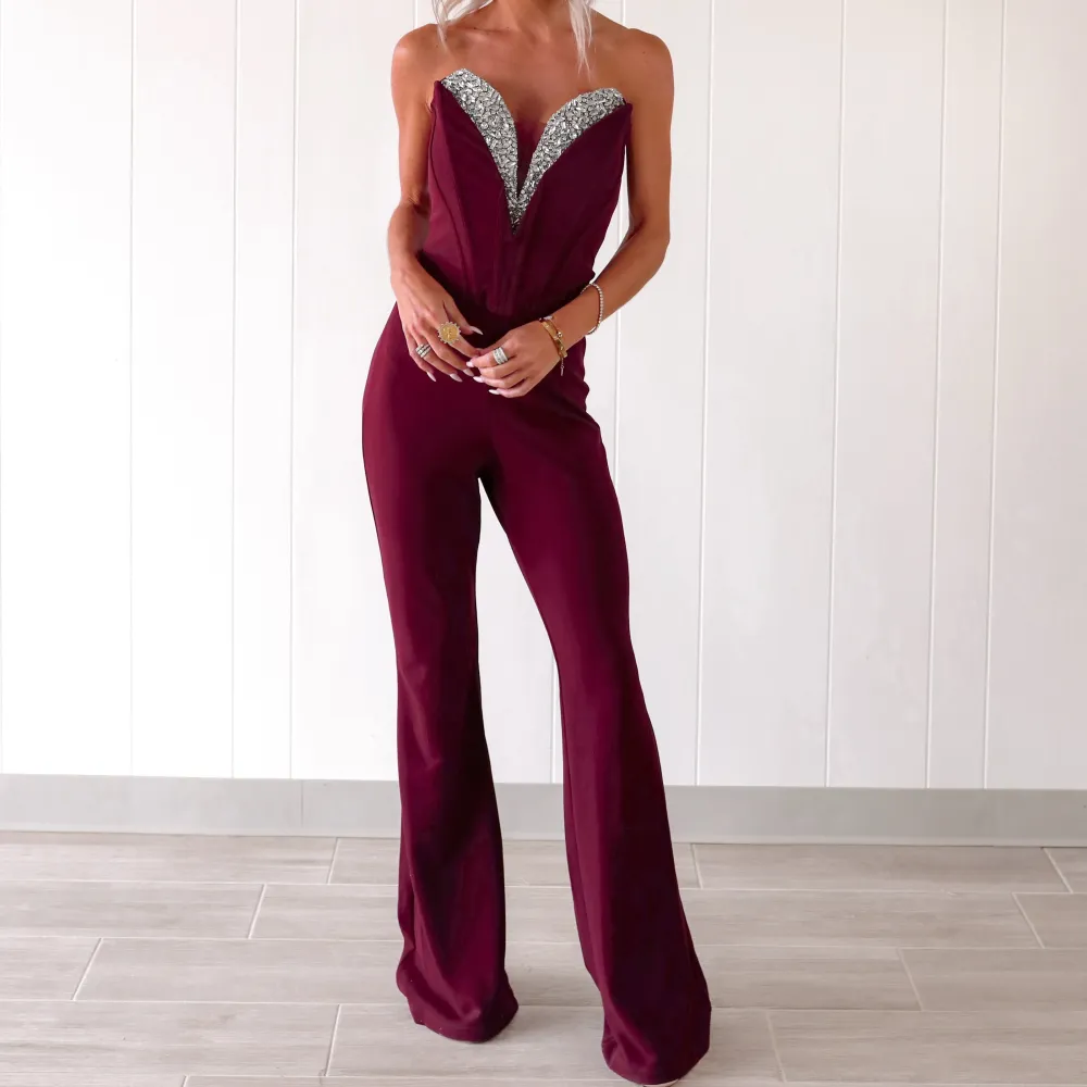 Rhinestone Dreams Mesh Corset Jumpsuit