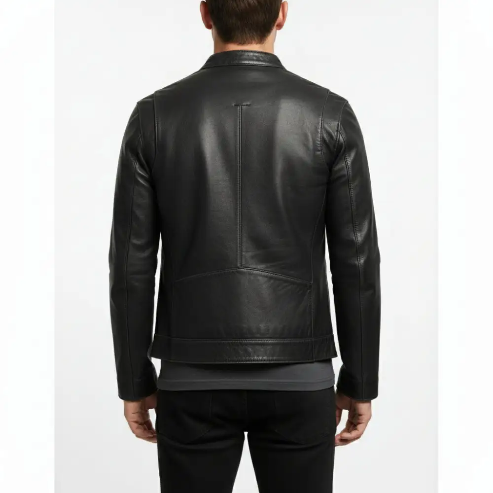 Structured Leather Biker Motorcycle Cafe Racer Jacket