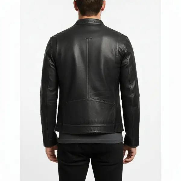 Structured Leather Biker Motorcycle Cafe Racer Jacket