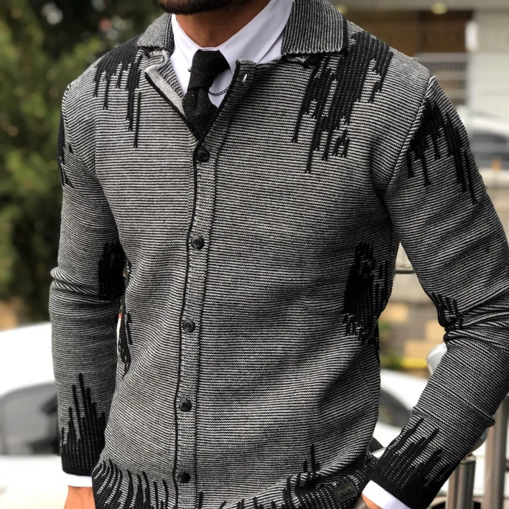 Patterned Slim Fit Knit Cardigan