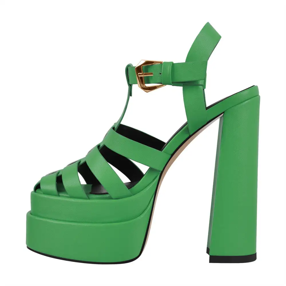 Platform Chunky High Heel Hollow Out Strappy Sandals