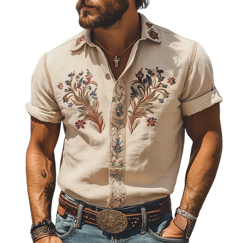 Textured Woven Embroidered Shirt