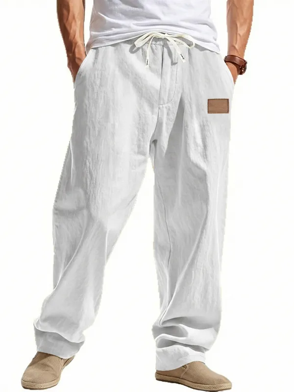 Linen Blend Wide Leg Trousers