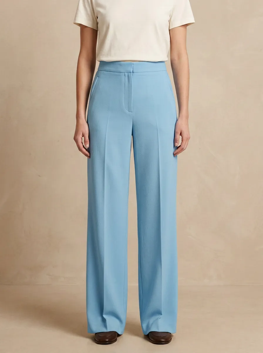 Refined High Rise Wide Leg Trousers