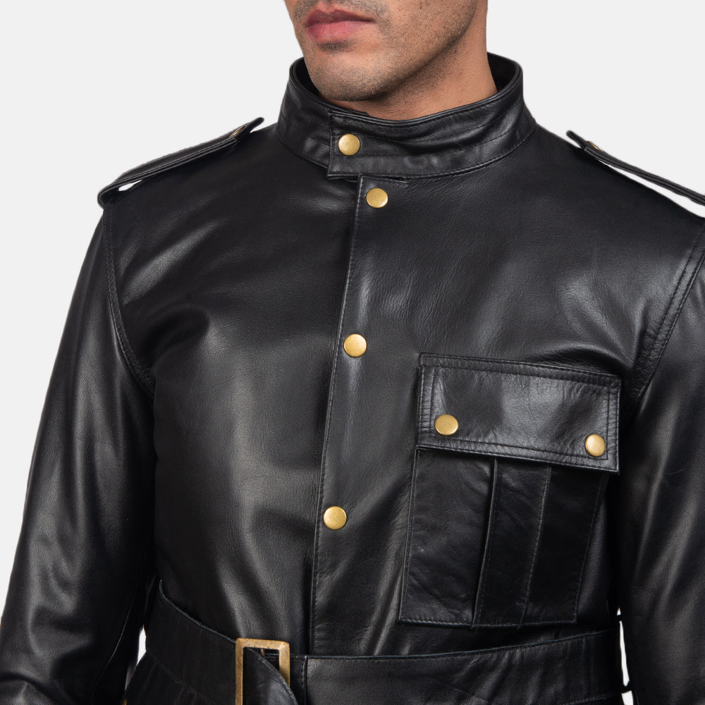 Men's Panel Detail Leather Jacket