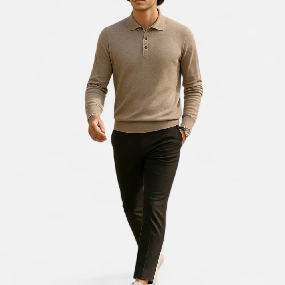Denim Wool Polo Shirt