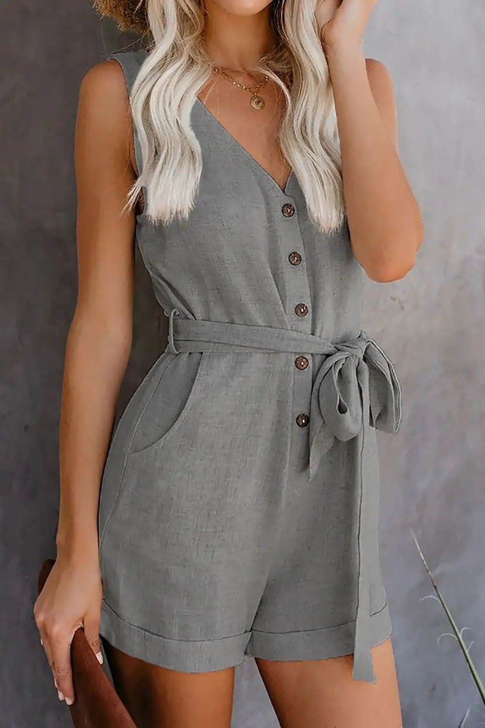 Tied Neck Pocket Romper