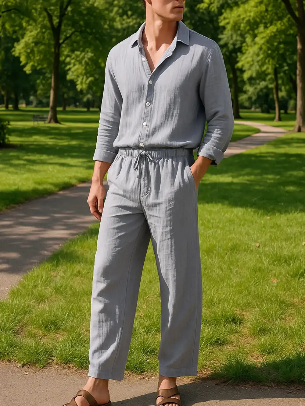 Linen Blend Relaxed Two Piece Set