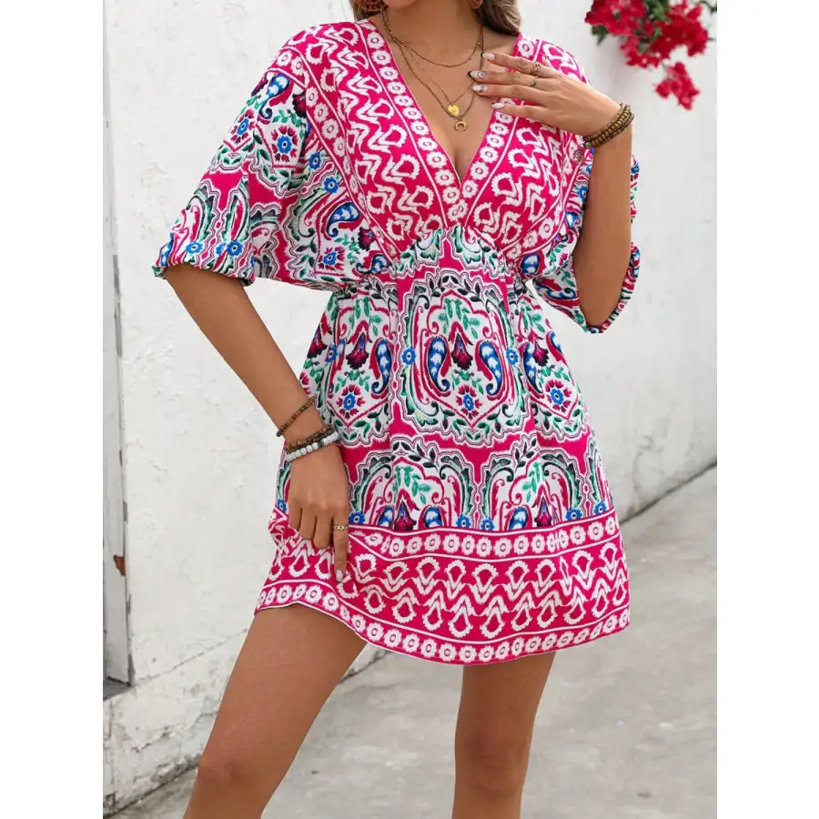 Tie Back Half Sleeve Mini Dress