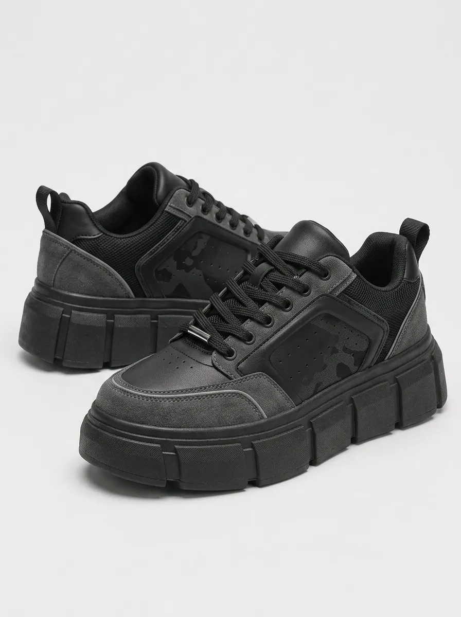 Men's Casual Streetwear Camo Pattern Printed Chunky Sneakers