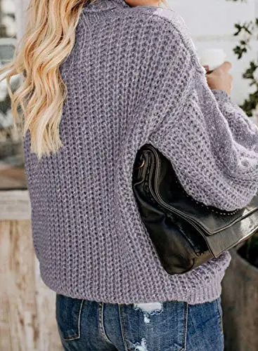Womens Turtle Cowl Neck Solid Color Soft Comfy Cable Knit Pullover Sweaters S-2XL