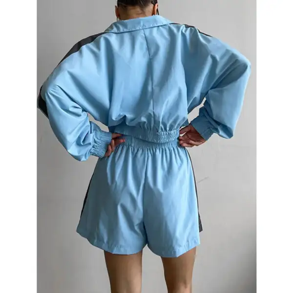 Zip Up Long Sleeve Jacket and Shorts Set