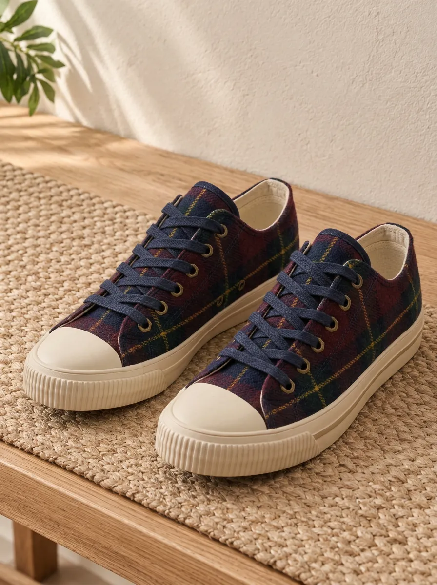 Men's Modern Tartan Plaid Pattern Patterned Mountain Inspired Canvas Shoes