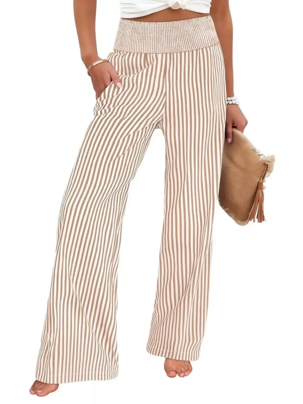 Refined Striped Wide Leg Pants