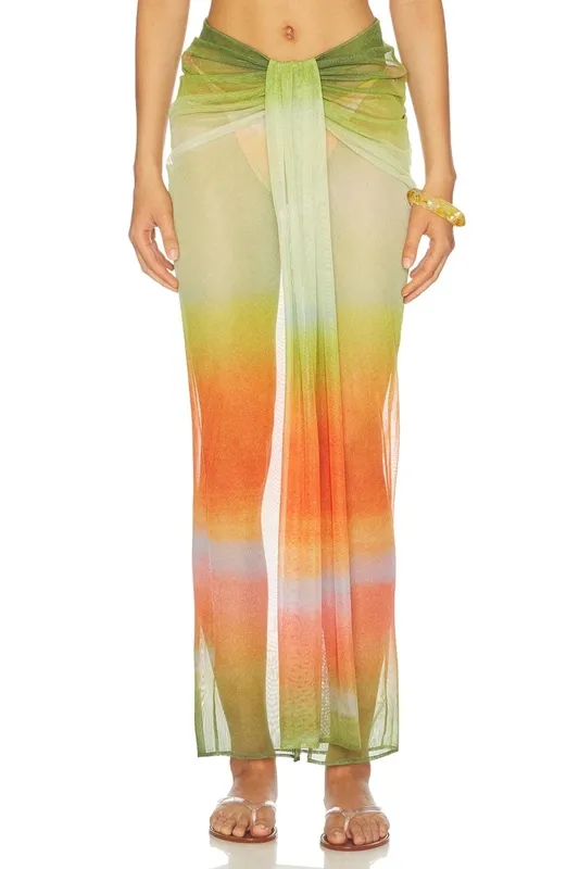 Printed Sheer Maxi Skirt