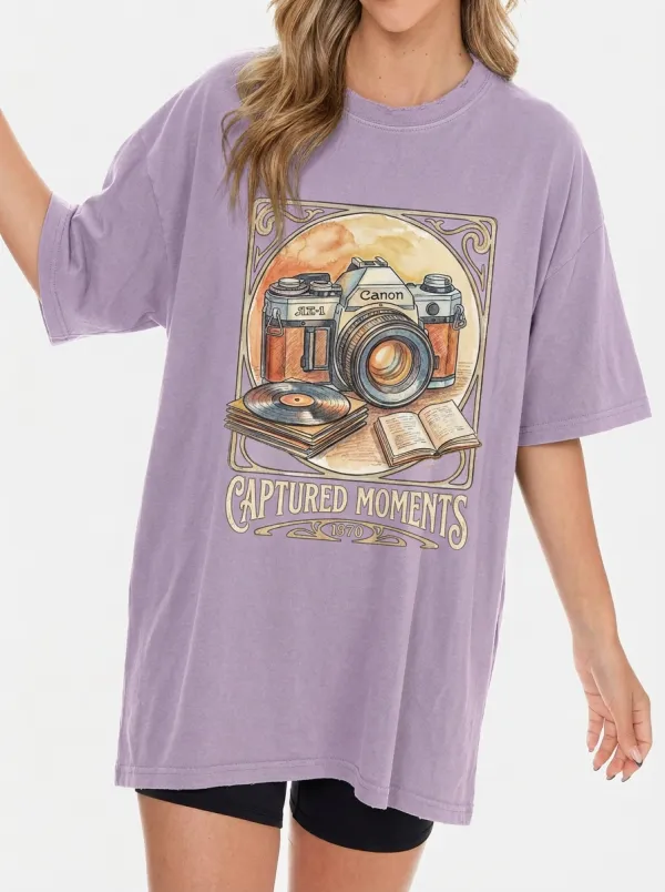 Women's Photography Vintage Camera Graphic T-Shirt
