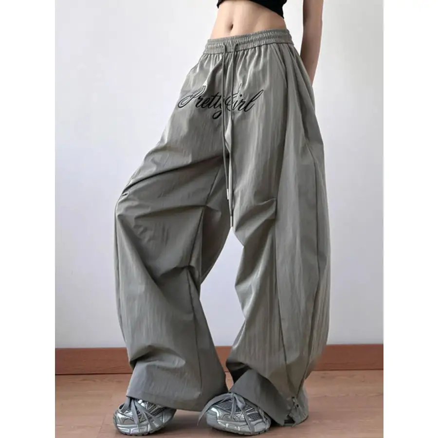 Drawstring Oversized Wide Leg Casual Pants