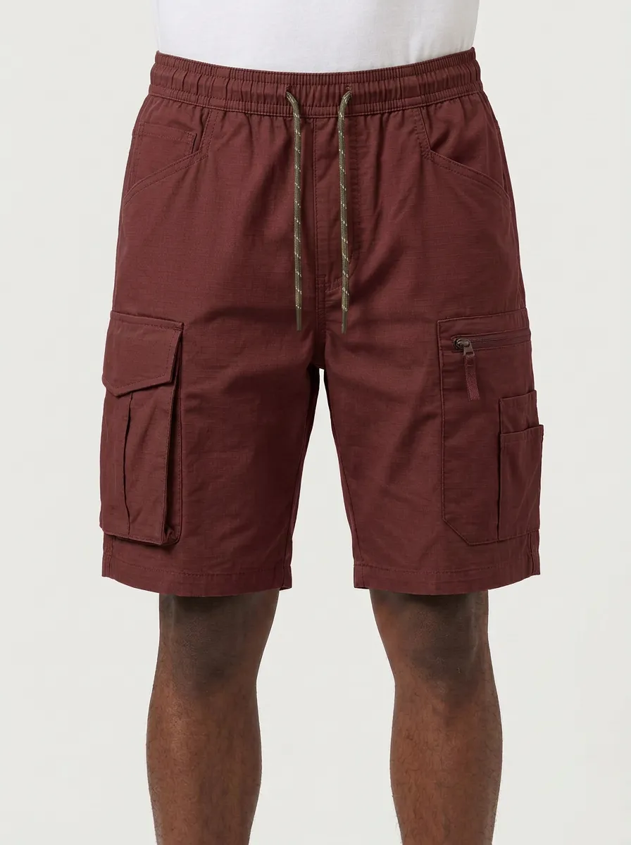 Men's Multi-Pocket Elastic-Waist Cargo Shorts