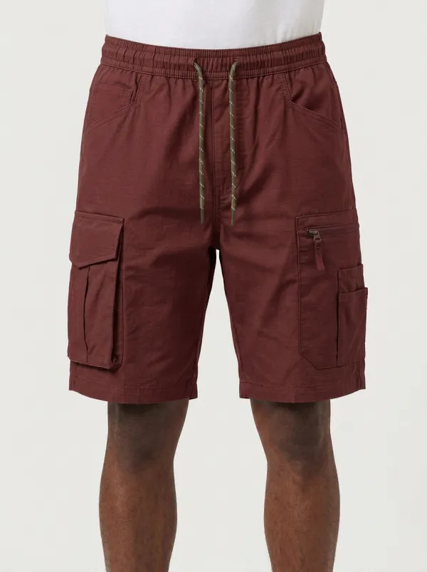 Men's Multi-Pocket Elastic-Waist Cargo Shorts