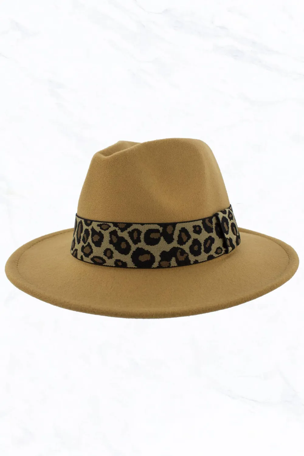Retro Flat Big Brim Fedora Jazz Hat Wide Leopard Belt