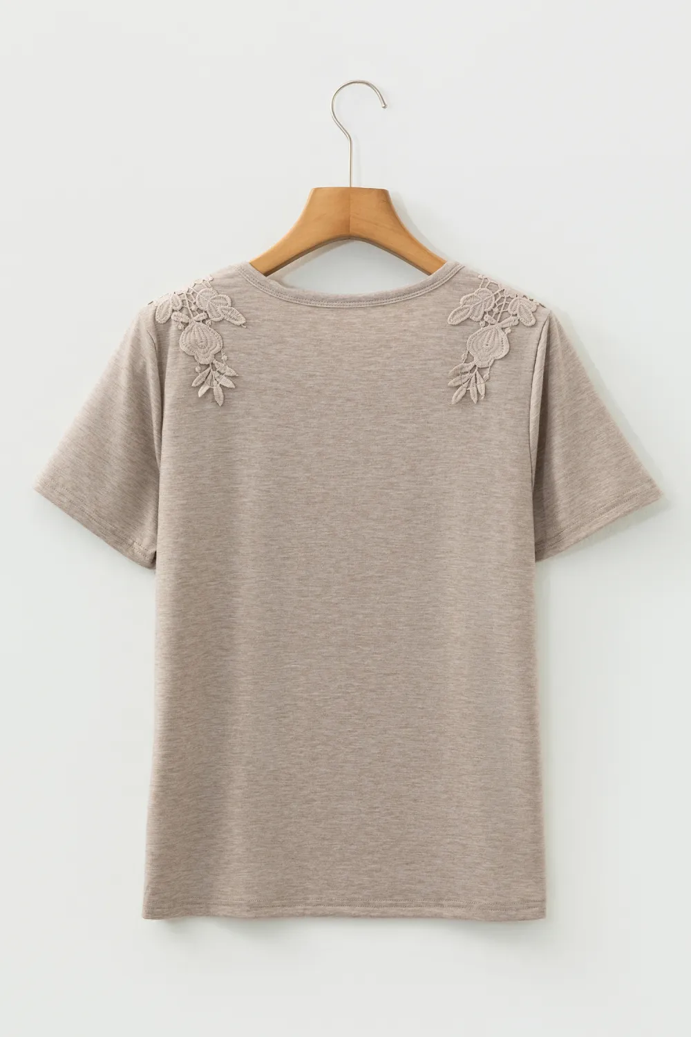Smoke Gray Lace Patched Detail Tee