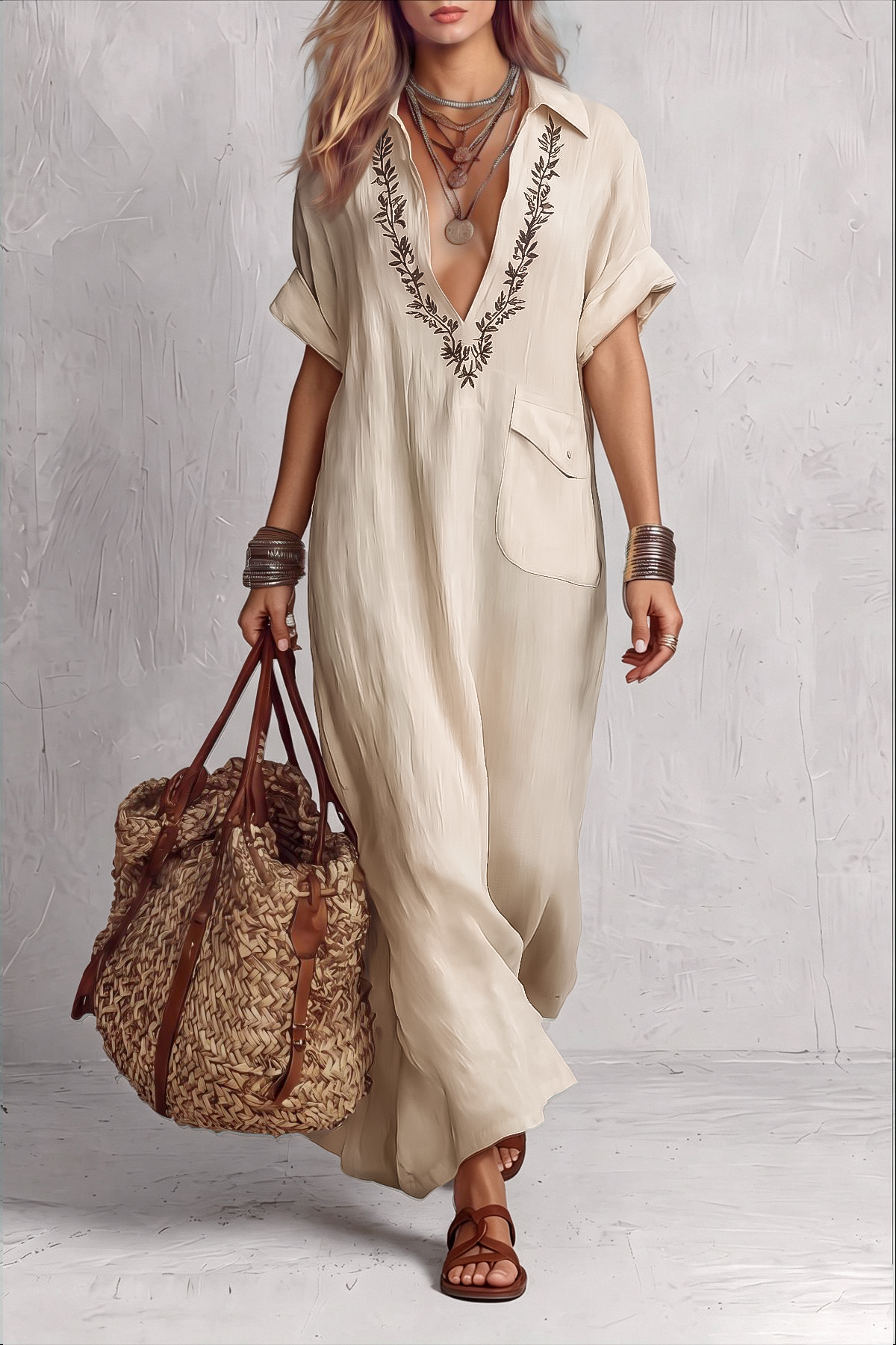Classic Plunge Neck Maxi Dress