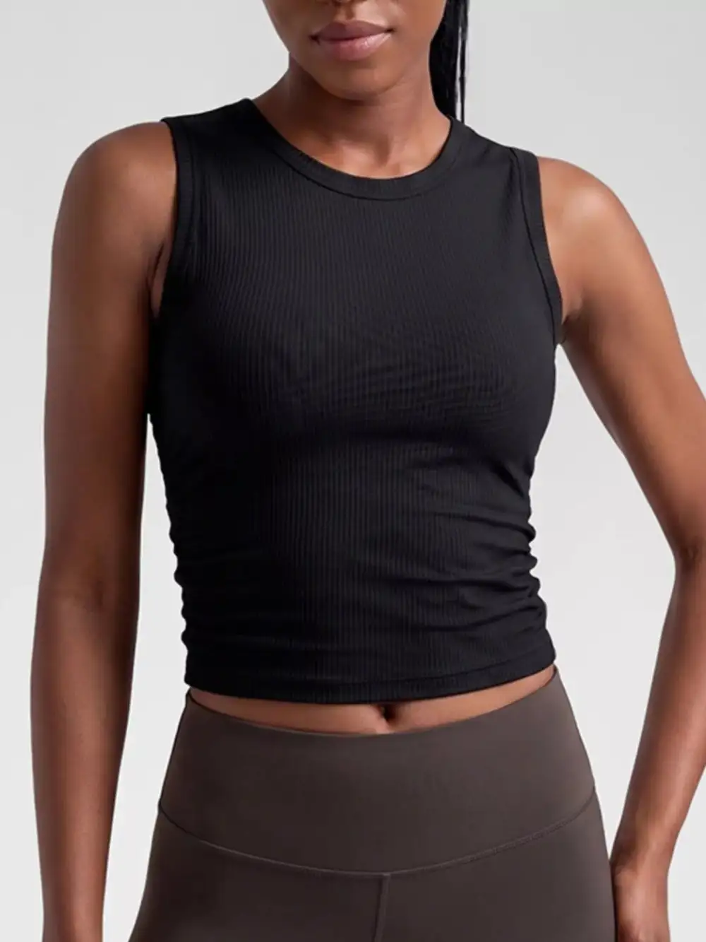 Ruched Ribbed Breathable  Tank Top