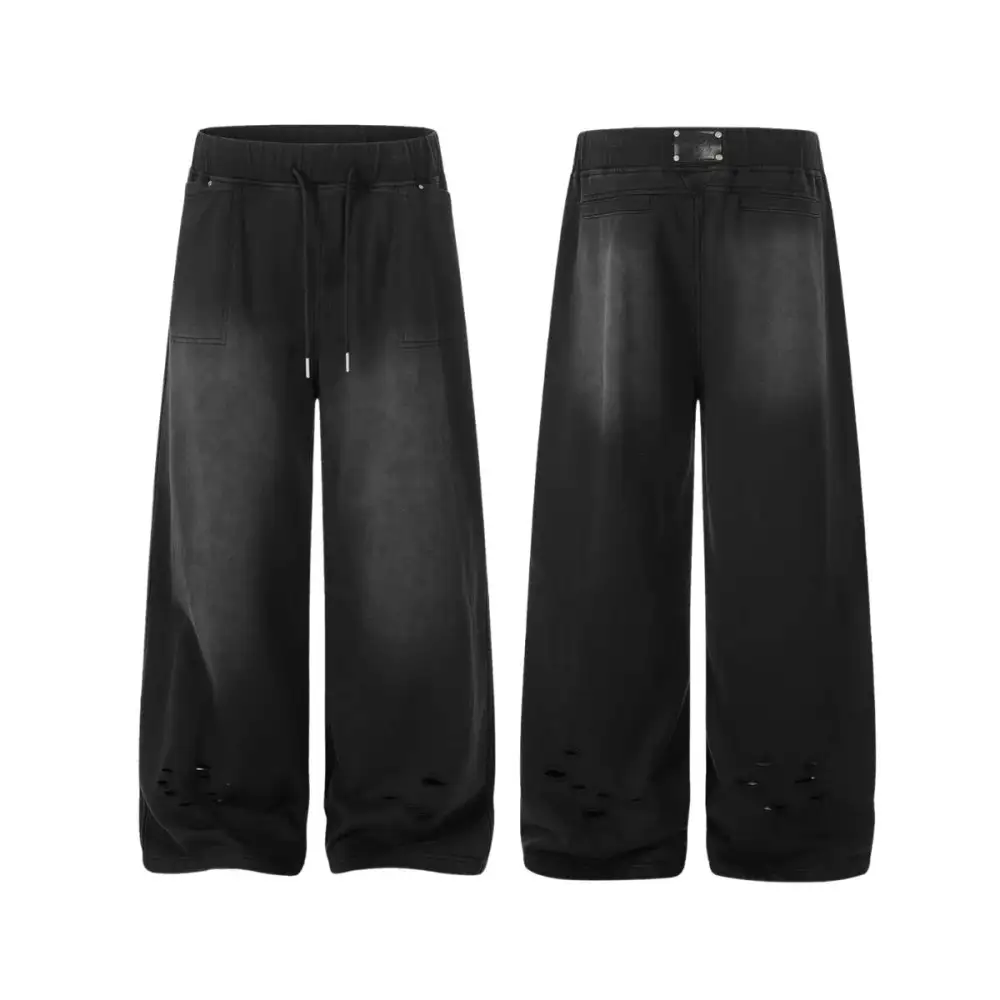 Washed Baggy Fit Wide Leg Men's Jogger Pants