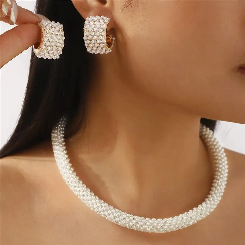 Pearl Earrings Necklace