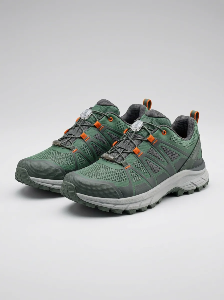 Men's Outdoor Hiking Green Mesh Printed Trail Running Shoes